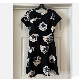 Vince Camuto Floral Black Fit and Flare Work to Party Dress